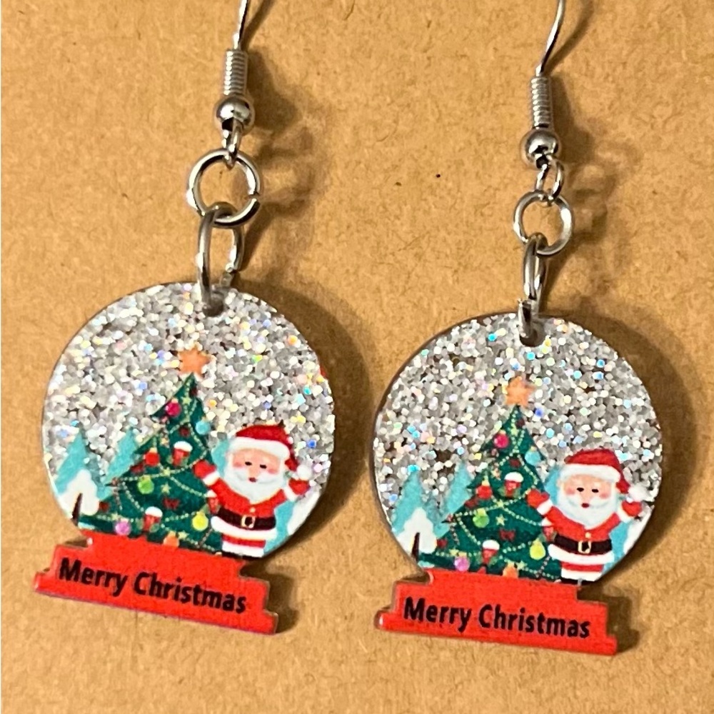 Festive Christmas Tree and Santa Earrings